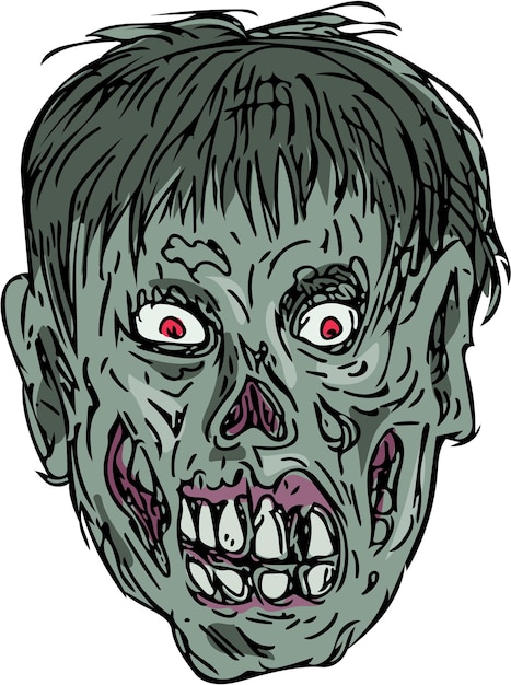 Zombie Skull Head Drawing