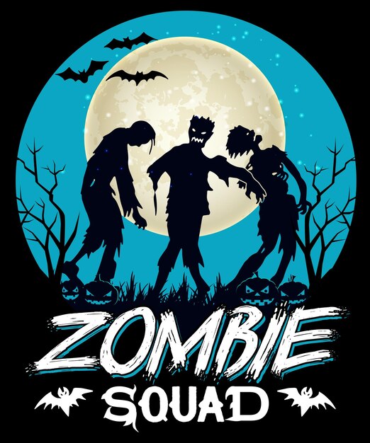 Vector zombie squad t-shirt graphics and merchandise design