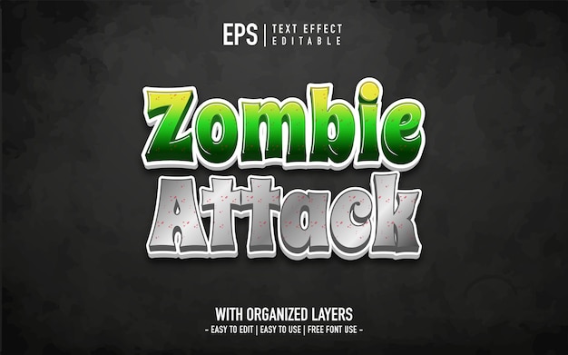 Zombie text effect in cartoon game title style