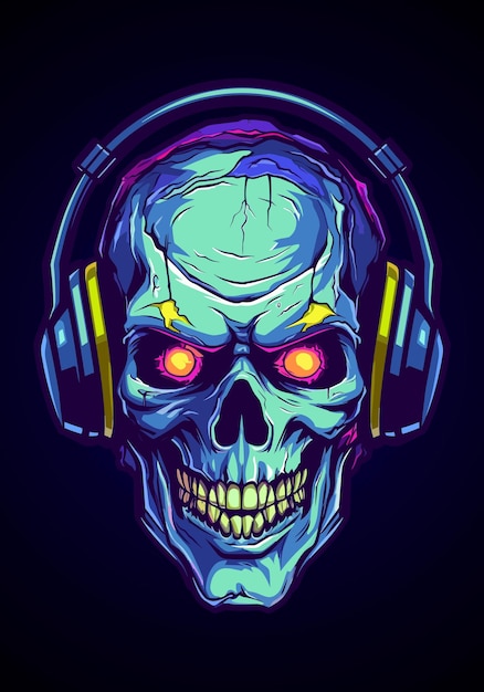 zombie wearing headphone illustration