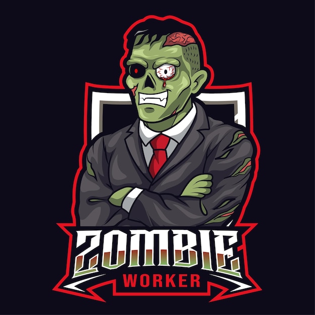 Zombie worker mascot logo vector