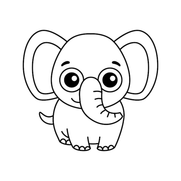 Zoo animal for children coloring book Funny elephant in a cartoon style