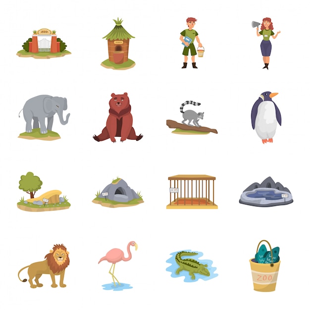 Zoo cartoon icon set.