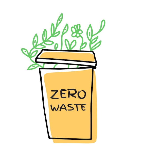 Zzero waste concept doodle vector icon isolated on white background Ecological lifestyle