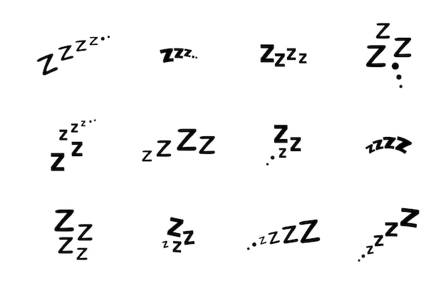 Zzz Zzzz bed sleep snore icons snooze nap Z sound